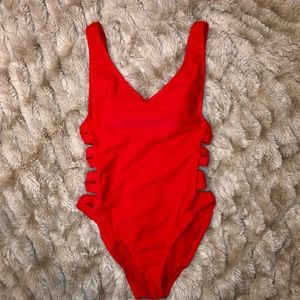 Red one piece bathing suit from xhilaration